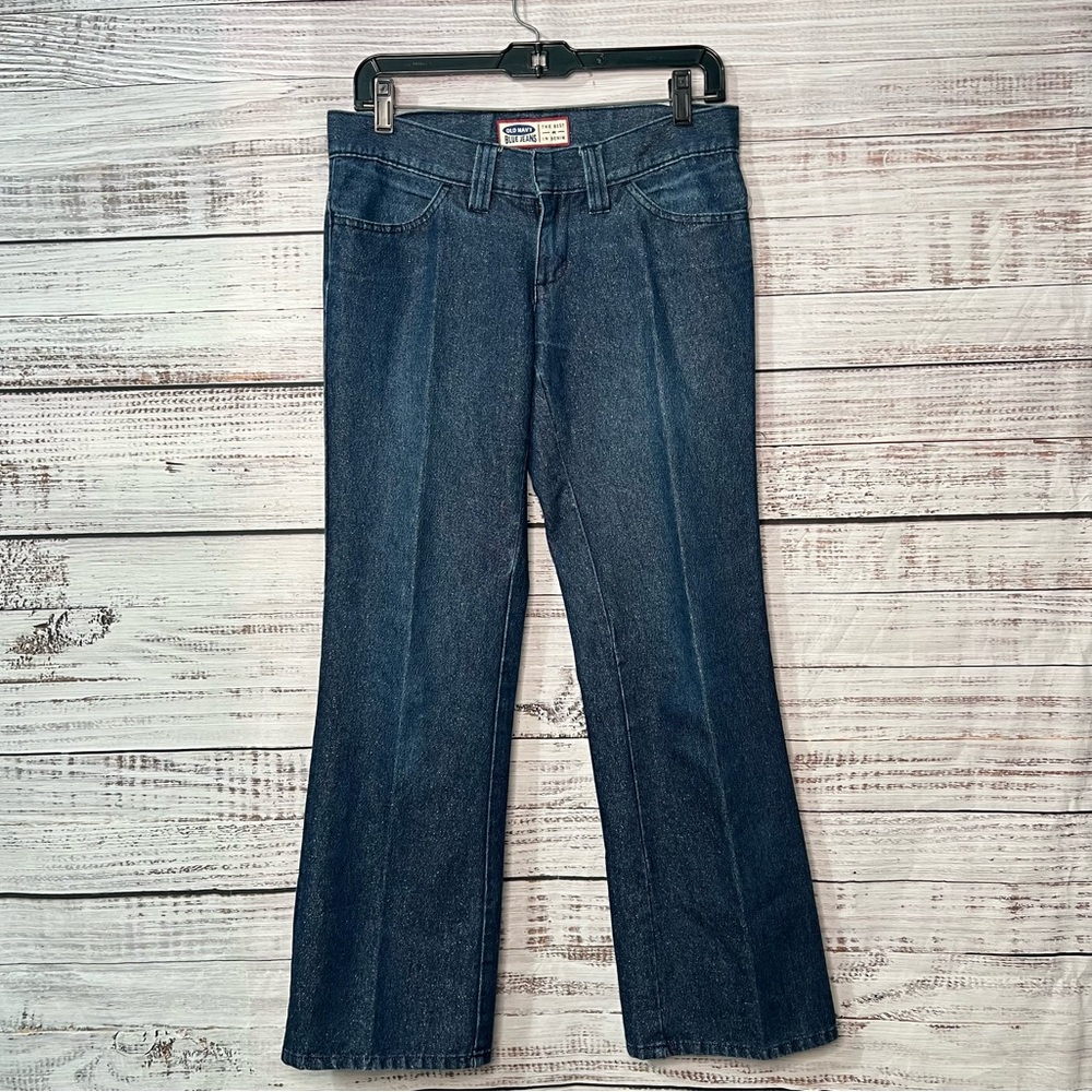 Vintage Old Navy Size 2 Glitted Denim Pants Slight Flare Straight Leg